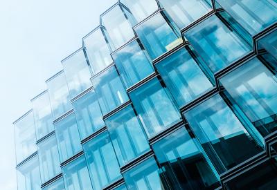 Exterior facade of a glass building